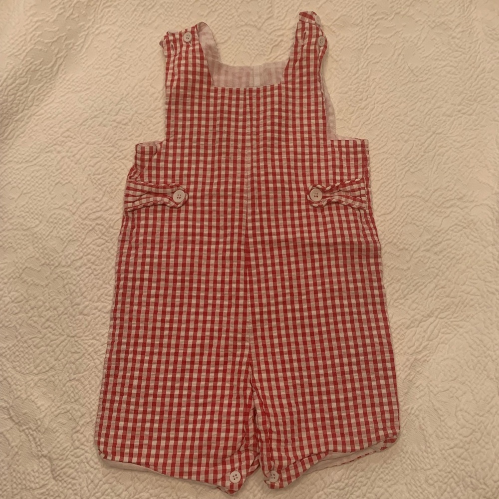 Red Gingham Jon Jon Romper 2T Christmas